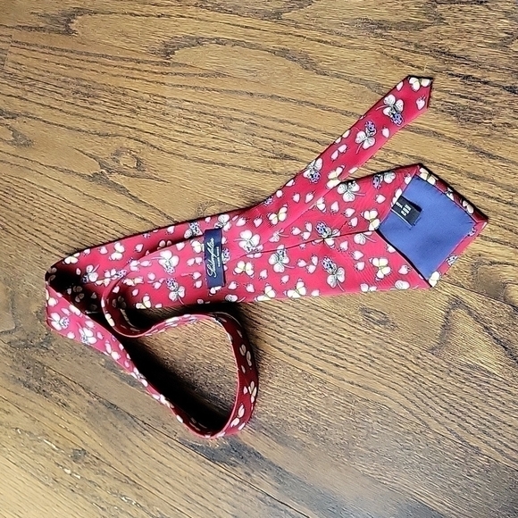 Leidenfalter 100% silk Repp berry lady bug clover blue red unisex necktie - Picture 7 of 12